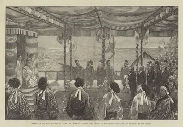 Apertura della prima ferrovia in Giappone, Mr Marshall legge l
